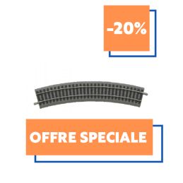 Rail avec ballast, Rayon 2, courbure 422 mm, Vendus par 6