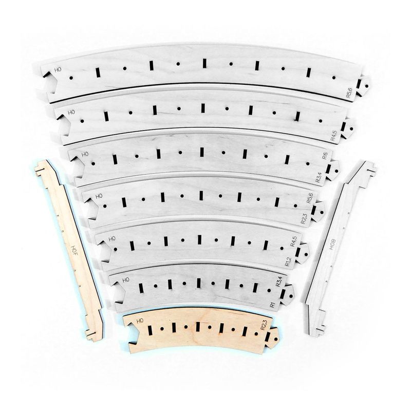 Gabarits pour rails courbes R2/R3 FLEXI H0 6 pcs