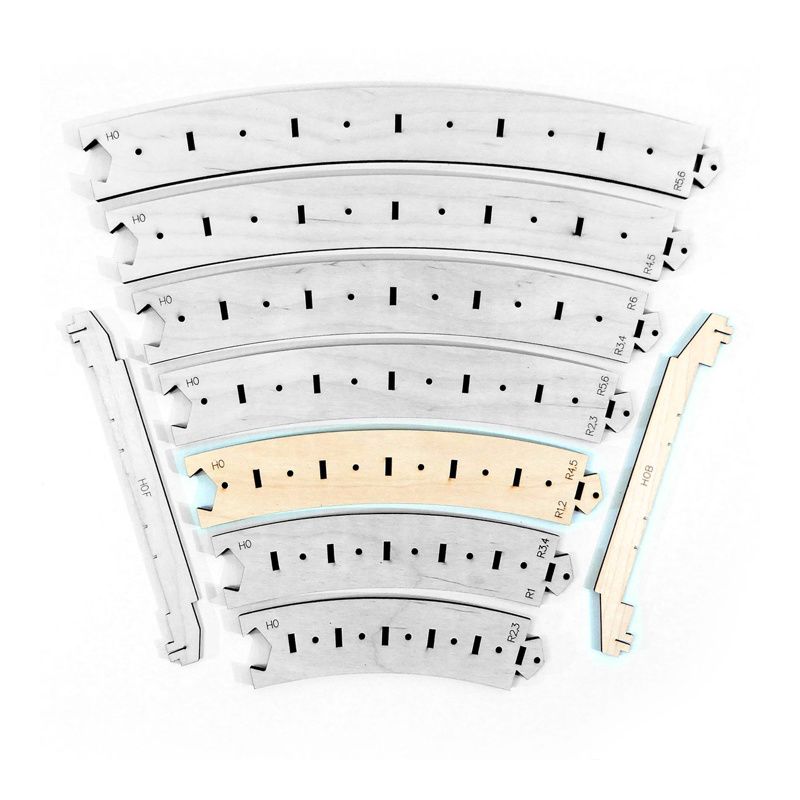 Gabarits arc.tracks R1/R2:R4/R5 avec substrat H0 6 pcs