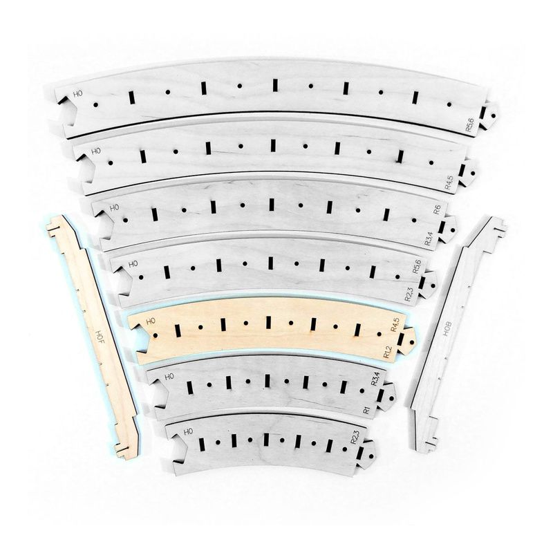 Gabarits de piste d'arc R1/R2:R4/R5 FLEXI H0 6 pcs