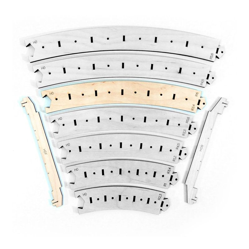 Gabarits de piste d'arc R3/R4:R6/R7 FLEXI H0 6 pcs