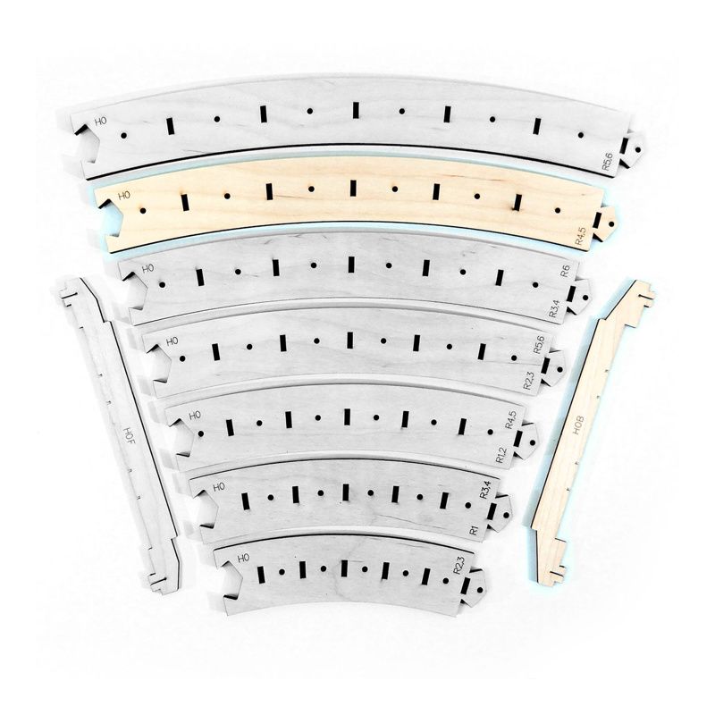 Gabarits arc.tracks R4/R5:R7/R8 avec substrat H0 6 pcs