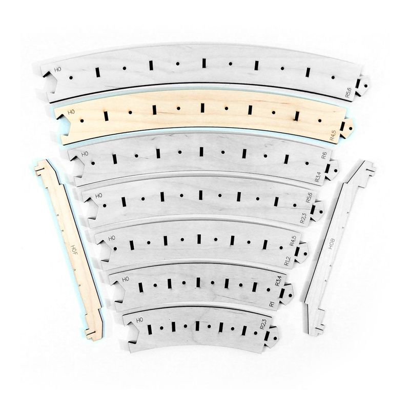 Gabarits de piste d'arc R4/R5:R7/R8 FLEXI H0 6 pcs