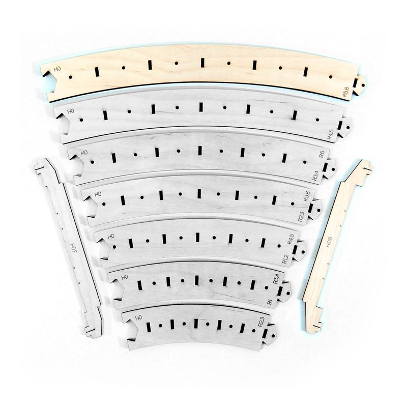 Gabarits arc.tracks R5/R6:R8/R9 avec substrat H0 6 pcs