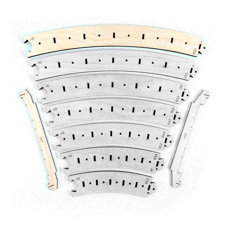 Gabarits de piste d'arc R5/R6:R8/R9 FLEXI H0 6 pcs