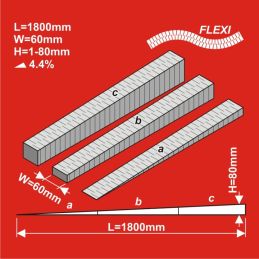 H0 Entraînement 1800x60 mm FLEXI 1- 80mm 4,4% jeu