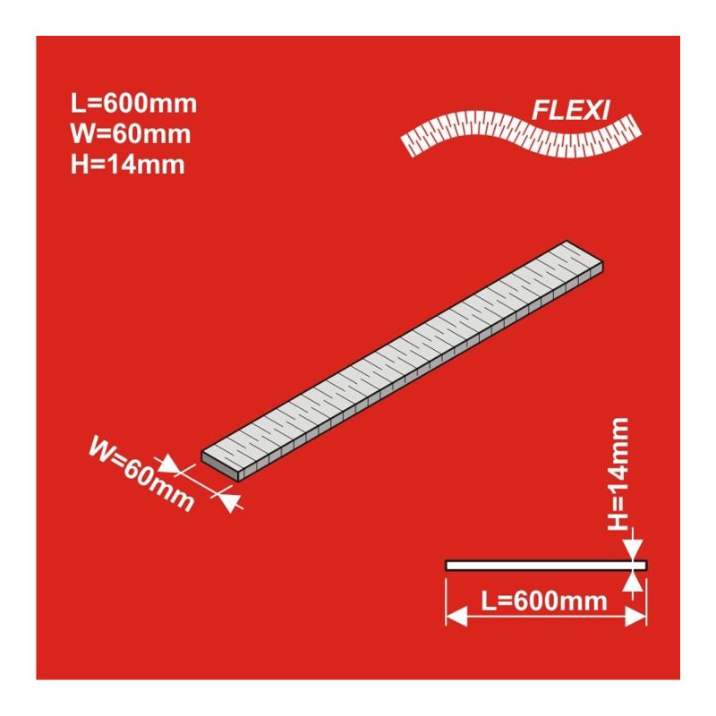 H0 Remblai ferroviaire FLEXI 600x60 hauteur 14 mm 8 pcs