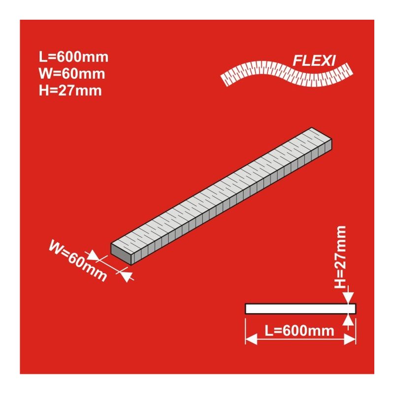 H0 Remblai ferroviaire FLEXI 600x60 hauteur 27 mm 6 pcs