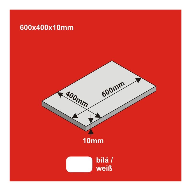 Plaque de base pour rail 600x400x10mm blanc