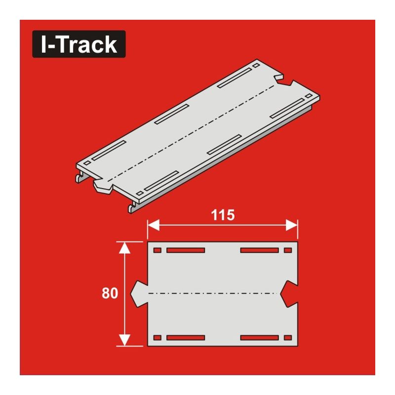 H0 Segment droit 1 rail 80x115mm 6 pcs