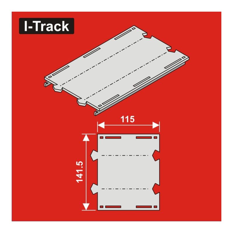 H0 Segment droit 2 rails 141,5x115mm 6 pcs