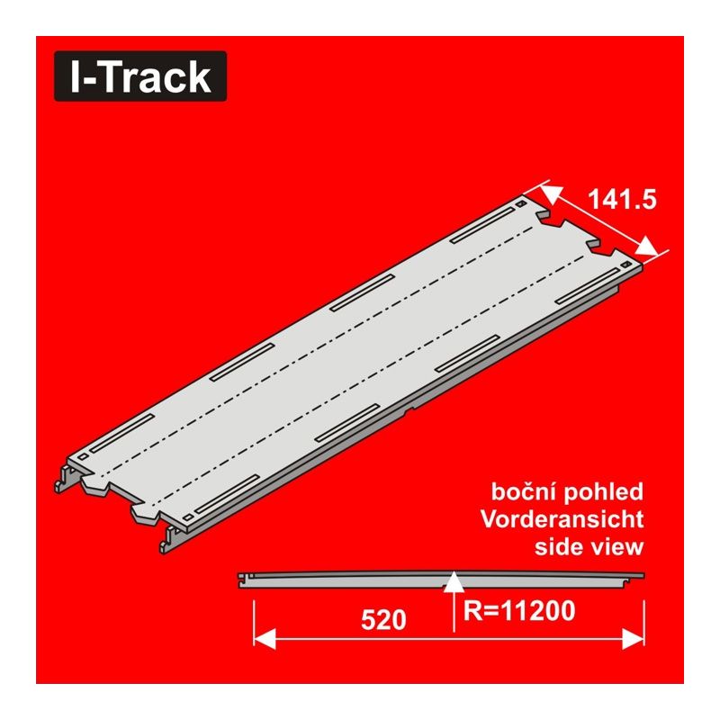 H0 Segment de sortie 2 rails 520x141,5mm, 1 jeu.