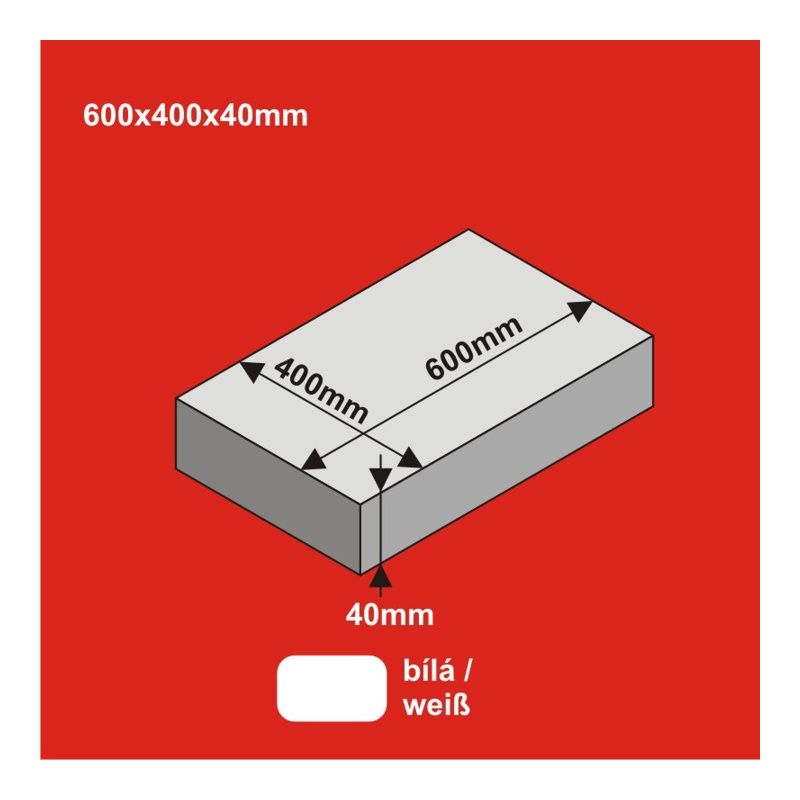 Plaque de base pour rail 600x400x40mm blanc