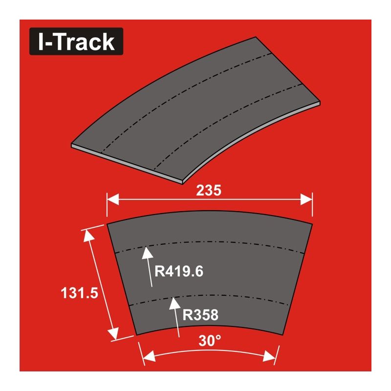 Rail H0. Arc de sous-couche Ra358/419, 6x5mm, 2k. 12 pièces