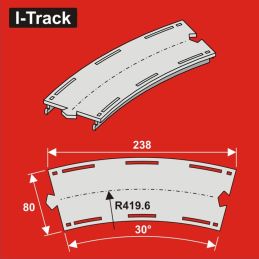 H0 Segment d'arc 1 voie R 419,6mm. 80mm 6 pièces