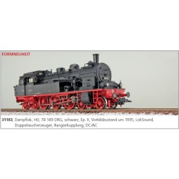 Locomotive vapeur ESU Locomotive vapeur, H0, 78 443 DB, noire, Epoque III, LokSound, Dualsmoke, Attelage automatique, DC/AC