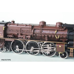 Train electrique, locomotive NORD 231 no 3.1243 "Cercueil", version d'origine, réchauffeur, tendre 37 m3, brun (chocolat), filet