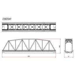 Pont à caissons, 1 voie, 220 mm, vert, sans voie
