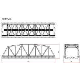 Pont à caissons 2 voies 220 mm, vert foncé